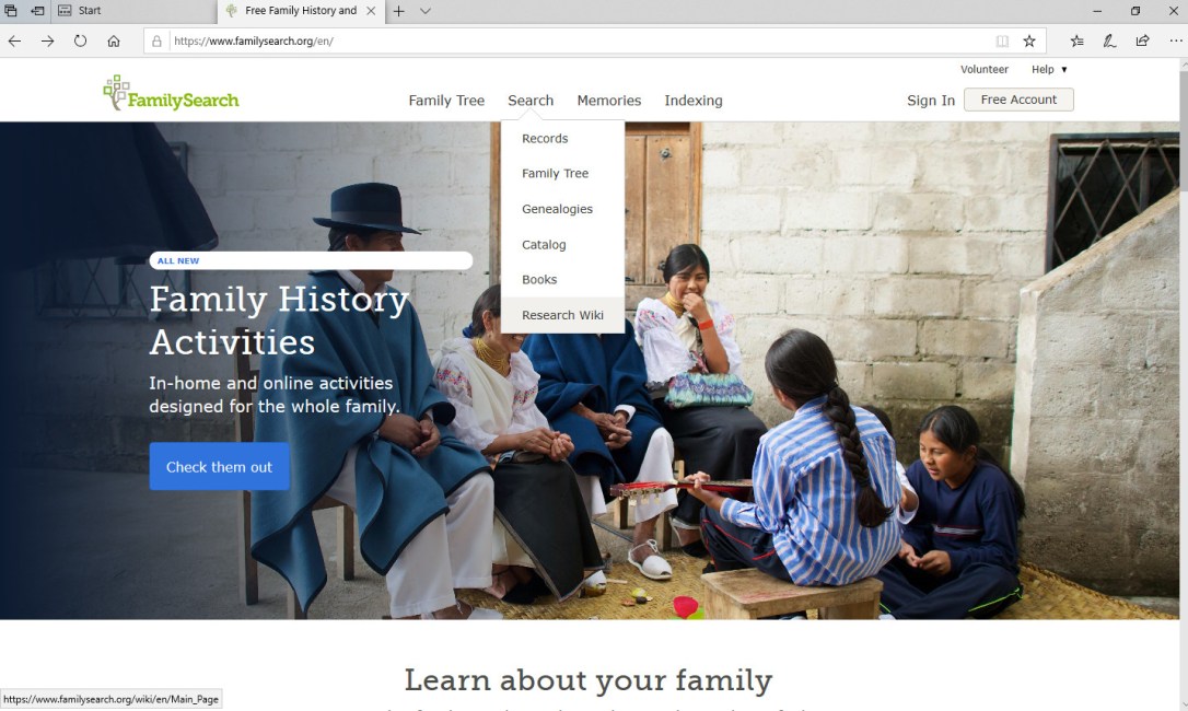 FamilySearch Screen Shot of Wiki